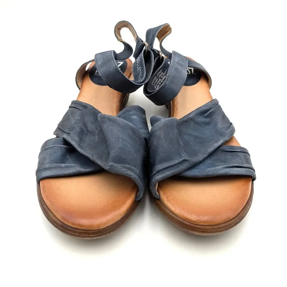 Miz Mooz Collette Leather Heel Sandals Ankle Strap Women's Blue US 10.5-11 EU42